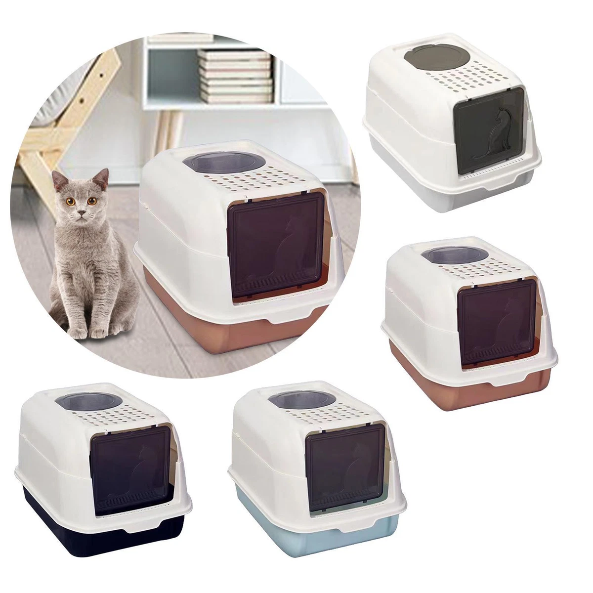 Enclosed Large Cat Litter Box with Door Kitten Toilet Sturdy eBay
