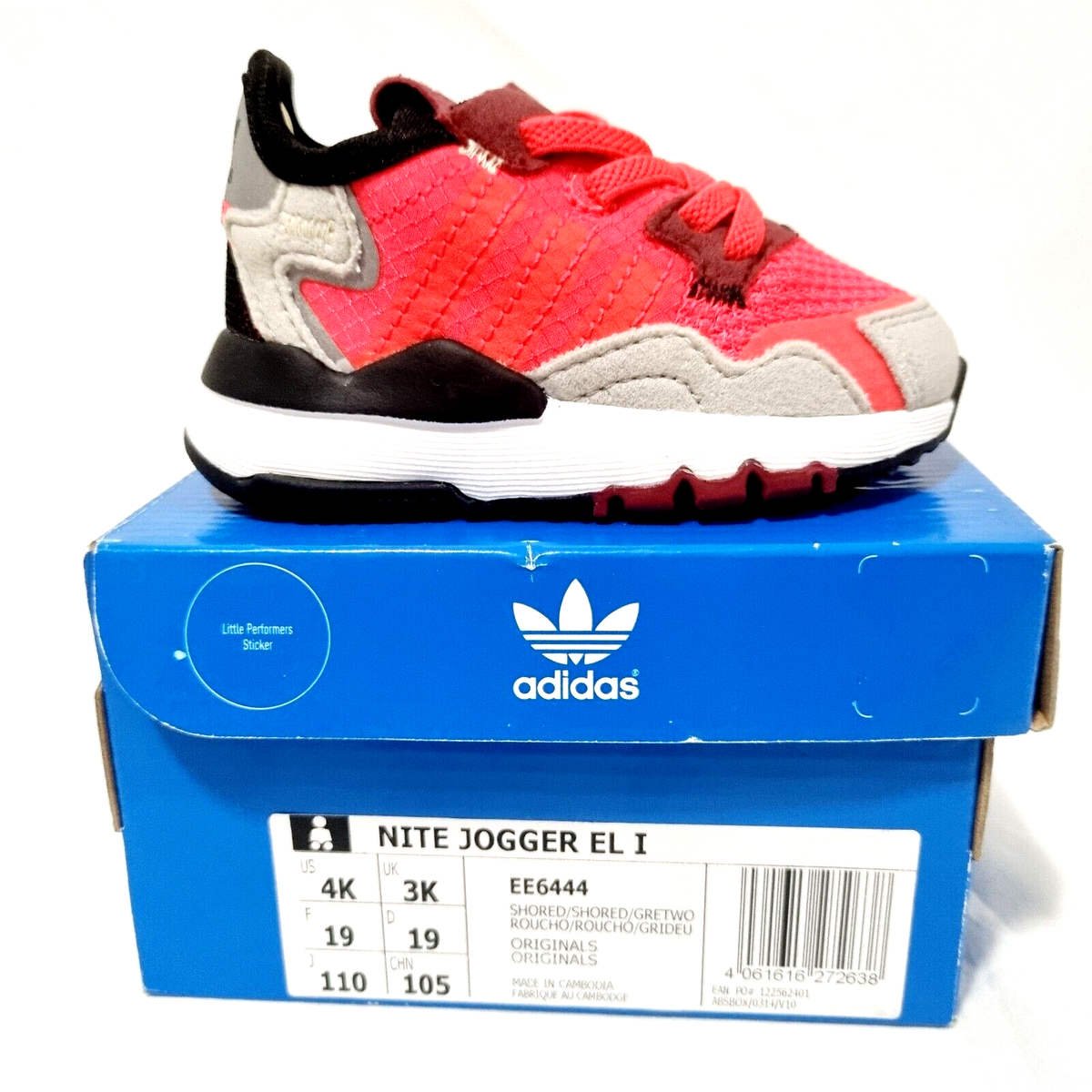 Adidas Sneakers Nite Jogger EL Baby Toddler Size 4K US Red Black