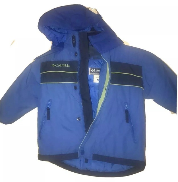 Columbia Boys Size 2T Winter Coat Jacket With Hood Blue Green Zip And