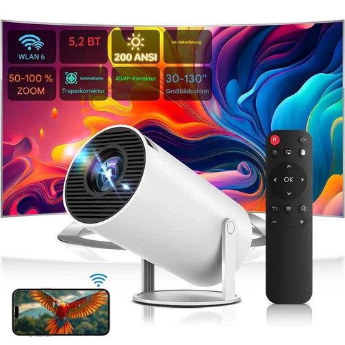 NEU Beamer Projektor PRO (Android 12) 4K UHD WiFi Bluetooth TV Heimkino DHL - Bild 4 von 18