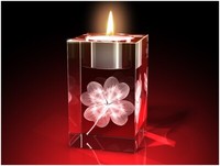 3D Glas Gravur Teelichthalter Kleeblatt Teelicht Kristallglas Geschenk