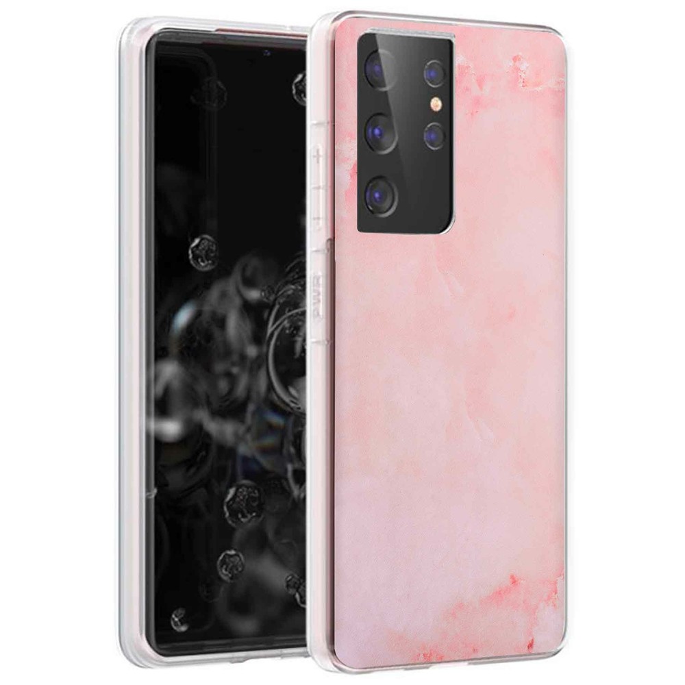 Phone Case for Samsung Galaxy S21 Ultra 5G(Not S21,S21+)Red Pink Marble Print