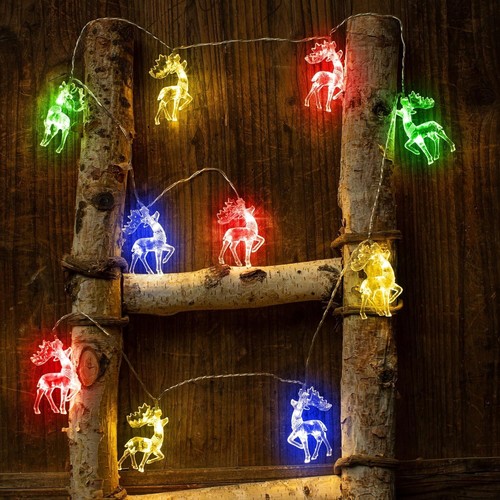 Christmas Lights Reindeer String Lights, 6.8FT 10 LED Battery Operated String