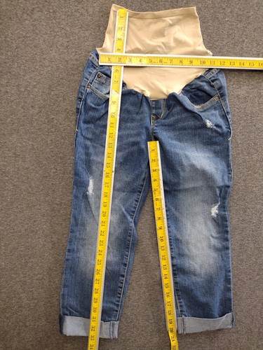 OLD NAVY Distressed Cuffed Women's Blue Denim Maternity Capri Jeans Size 2 - Picture 4 of 9