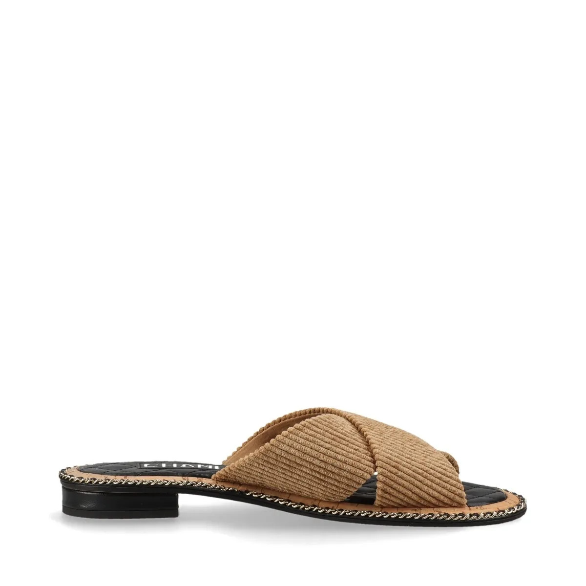 Chanel Coco Mark Matelasse Leather Sandals 38.5C Ladies' Black x Beige G45672 Cr thumbnail 2