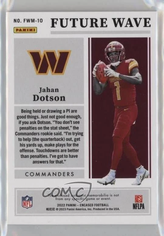 2022 Panini Encased Future Wave Materials Gold /25 Jahan Dotson Rookie RC - Image 2 of 2