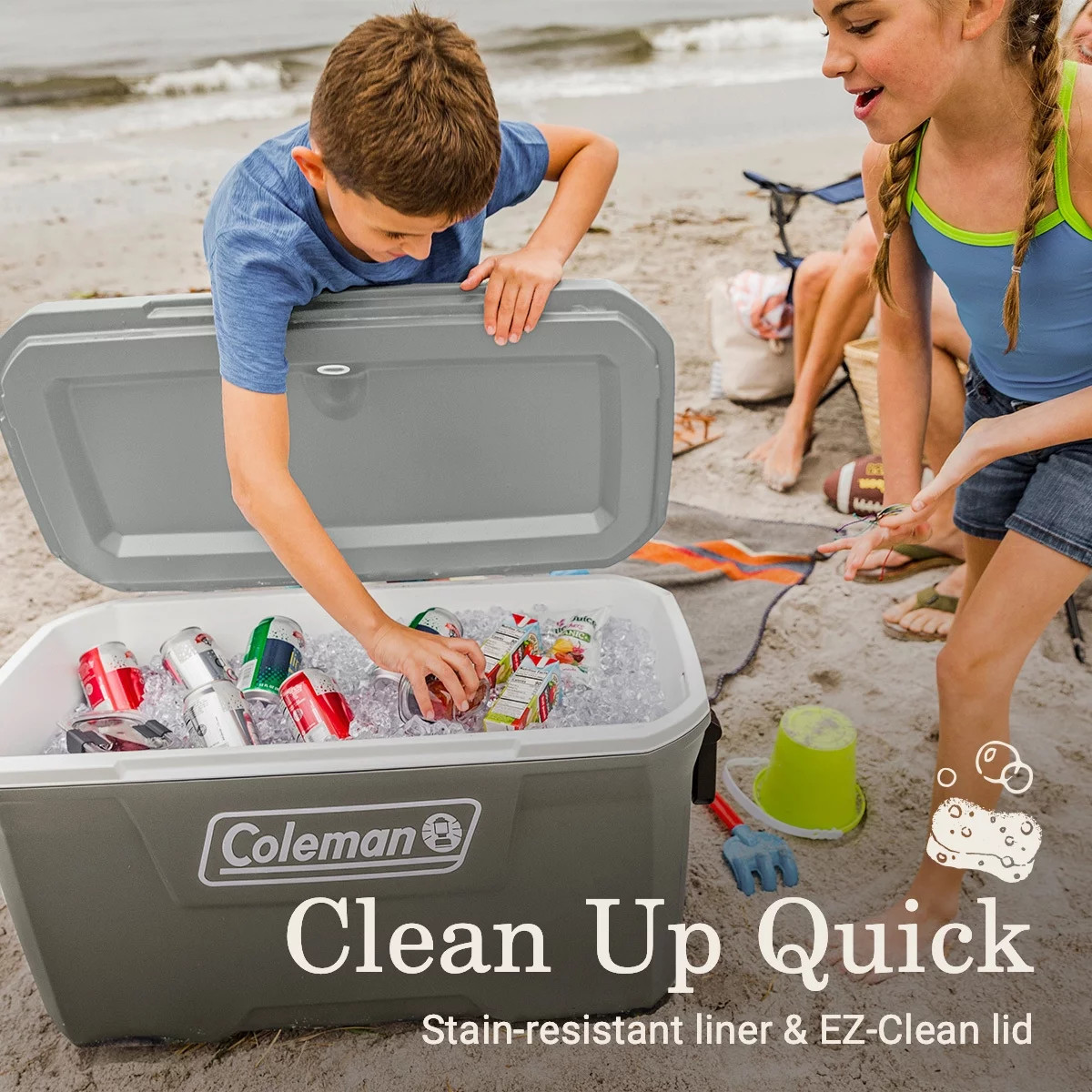 Coleman Hard Chest Cooler Insulated Portable Rolling Cooler with Wheels, Leak-Re