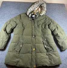 Women’s Halitech HFX Olive Green Puffer Jacket With Faux Fur Trim XL