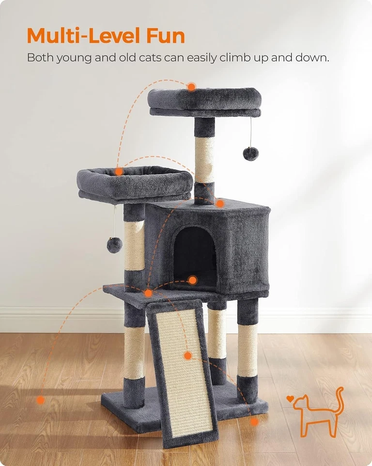 Feandrea Cat Tree Tower Condo 5 Scratching Posts Scratching Ramp 115cm - Image 3 of 4