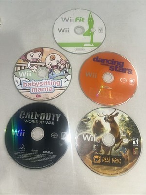 Wii Games Lot Of 5 Babysitting ,Wii Fit ,deer Drive ,call Of Duty ,dancing WTS