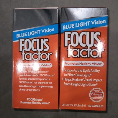 2X Focus Factor Blue Light Vision, 60 Capsules Each. (120 Total) Exp: 05/2025