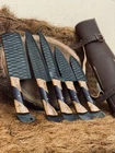 Handmade Damascus Steel BBQ Chef Knife Set: Forged Carbon Steel Blades