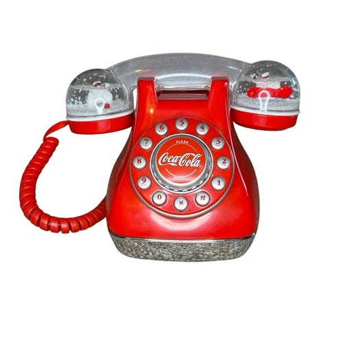 VTG 2001 Style Coca Cola Polar Bear Snow Dome Landline Push Button Telephone