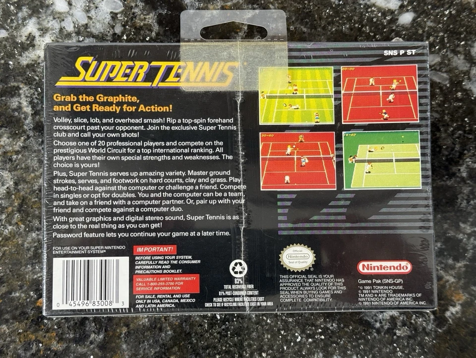Super Tennis (Super Nintendo, 1991) SNES FACTORY SEALED BRAND NEW!! - Image 2 of 4