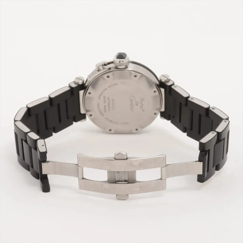 Cartier Pasha Seatimer W31077U2 SS SS SS y goma AT esfera negra Foto 4 de 4