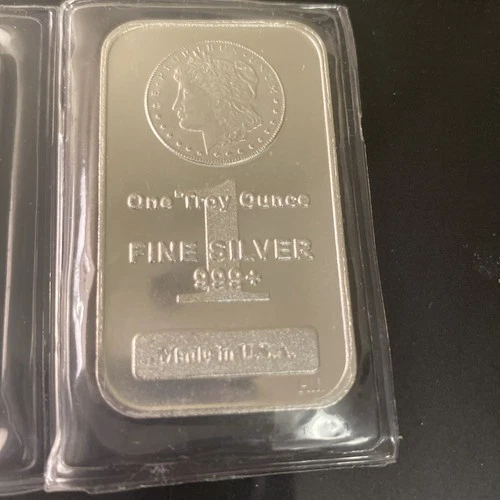 1 Troy oz .999 Fine Silver Bar Made in USA Morgan Design