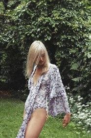 AGENT PROVOCATEUR  Marylou Floral Silk Bell Sleeve Body Suit SIZE 2 SMALL 8 BNWT