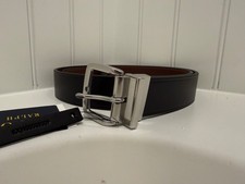 NWT Polo Ralph Lauren Silver Buckle Reversible BLACK and BROWN Leather Belt