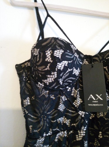 Women's AX Paris Black nude Crochet Floral Dress broderie englais Size 12 BNWT - Picture 10 of 14