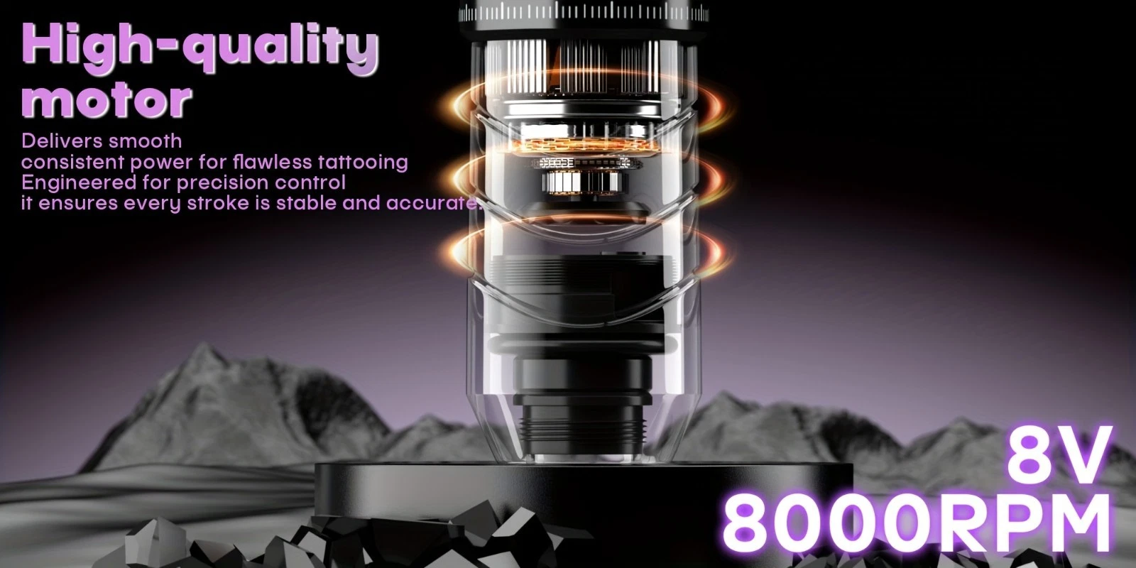 POSEIDON Wireless Tattoo Pen 2.4-4.2mm Stroke 2300mAh Digital Screen - product detail image 13