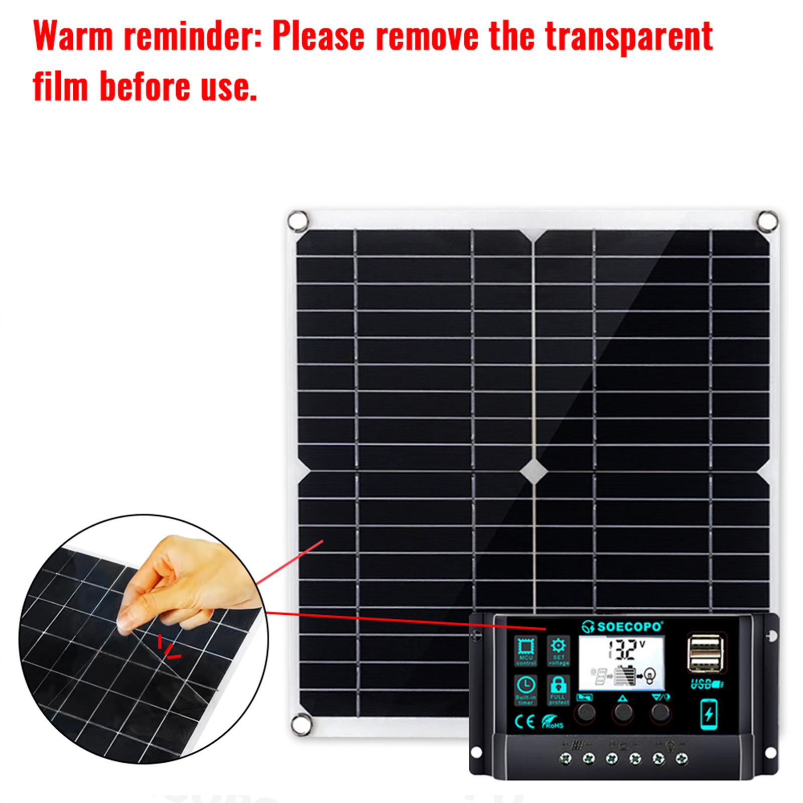 900W Solar Charging Kit with Y-Cable+2x300W Panels+2M Extension Cable Home