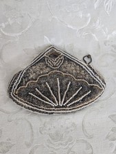 Antique 1920s Art Deco Shell French Handmade Beaded Silk Micro Evening Purse