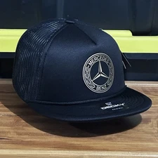 Mercedes Benz Benz Decky Foam Trucker Hat Flat Brim SnapBack Hats Is Black Color