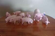 1/16 ERTL Blanco/Rosa Cerdos Cerdos Cerdos Cerdos y Lechones Lote de 9 Yorkshire NUEVAS Bolsas Selladas