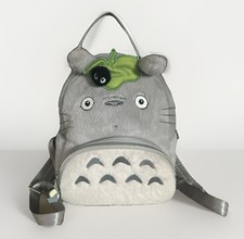 Totoro Mini Backpack Faux Fur Gray Zip Closur...