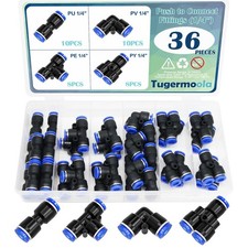 36PCS 1/4"OD Push to Connect Fittings Kit Quick Connect Air Hose Fittings 1/4...