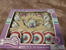 13 Piece Children  s Porcelain Tea Set Butter Butterflies Exclusively, Cracker Ba