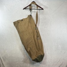 Vintage WW2 Bag US Army Canvas Equipment Tan OD Bottom Long Duffel Style Strap