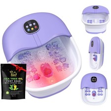 Collapsible Foot Spa Bath Massager with Heat Bubbles and Vibration Massage an...