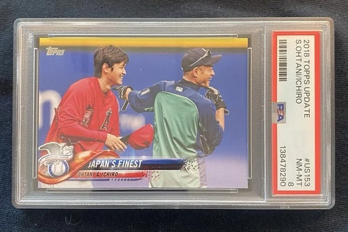 2018 TOPPS UPDATE -JAPANS FINEST -SHOHEI OHTANI (RC) /ICHIRO #US153 PSA 8  HOF!