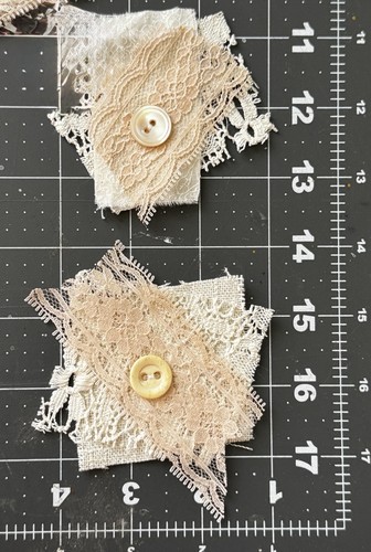Junk Journal Snippet Cluster Embellishment Fabric Lace Buttons Vintage Antique - Picture 15 of 18