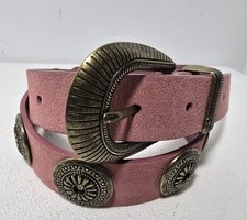 Anthropologie Circus Appliqué Suede Belt Fuchsia Wide Statement Festival Boho S Anthropologie Pink Belts for Women for sale | eBay main image 3