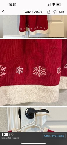 Hanna Andersson Red Christmas Corduroy Snowflake Holiday Dress Size 5 - Picture 6 of 7
