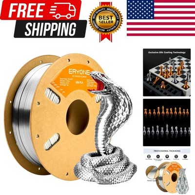 Silk PLA Filament for 3D Printer, 1.75mm +/- 0.03mm, 1kg 2.1LBS/Spool, Silk S...