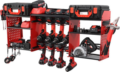 Power Tool Organizer Wall Mount with Charging Station, Heavy Duty Metal Cordless