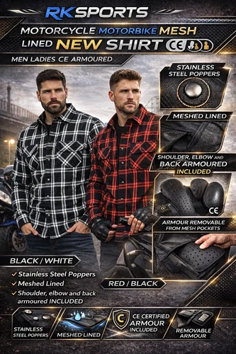 RKsports Motorcycle Motorbike Mesh OLD Lined New Shirt Men Ladies CE Armoured