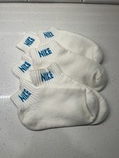 Vintage 70  s Stretch Nylon Thick Cushion University Blue NIKE Ankle Socks 3 Pair