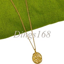 Real 18K Yellow Gold Filled 15x13mm Meteorite Oval Pendant 16/18" Chain Necklace