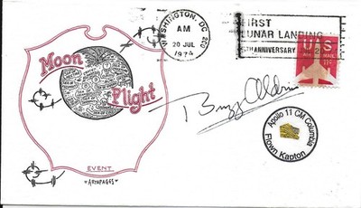 APOLLO 11 BUZZ ALDRIN SIGNED COVER WITH APOLLO 11 SPACE FLOWN KAPTON FOIL