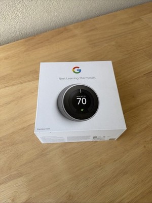 Google Nest Gen Learning Thermostat Stainless Steel T3007ES (needs Battery)