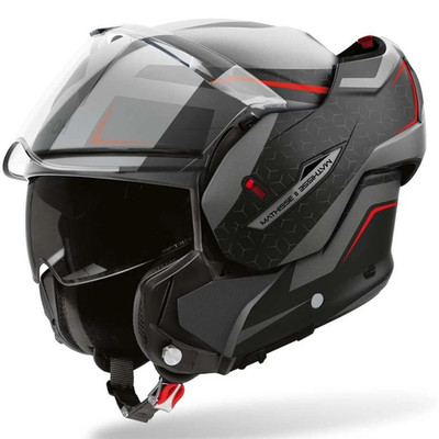 Motorrad Wendehelm Modular Airoh Mathisse II Magnet Schwarz Grau Rot