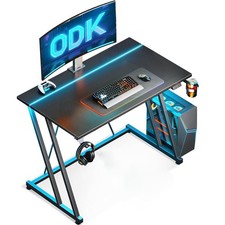 Gaming Desk with LED Lights, 80x50 cm, Carbon Fiber Black
