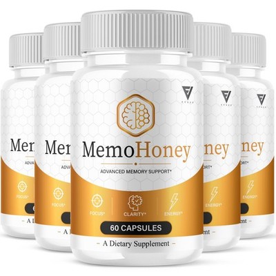 (5 Pack) Memo Honey Advanced, MemoHoney Brain Supplement (300 Capsules)