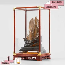 Display Case, Glass Case for Exhibitions, Clear Glass with Wooden Base and Glass
