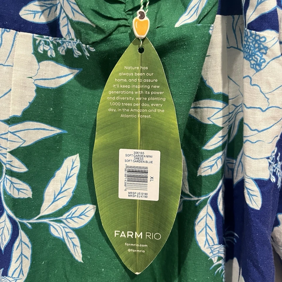 Farm Rio x Anthropologie OTS Floral Mini Dress XL NWT Soft Garden Elevated Basic - Image 3 of 4