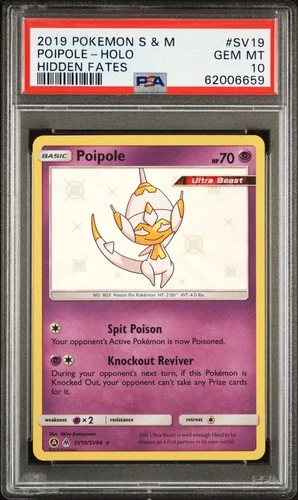 2019 POKEMON SUN & MOON HIDDEN FATES #SV19 POIPOLE-HOLO PSA 10